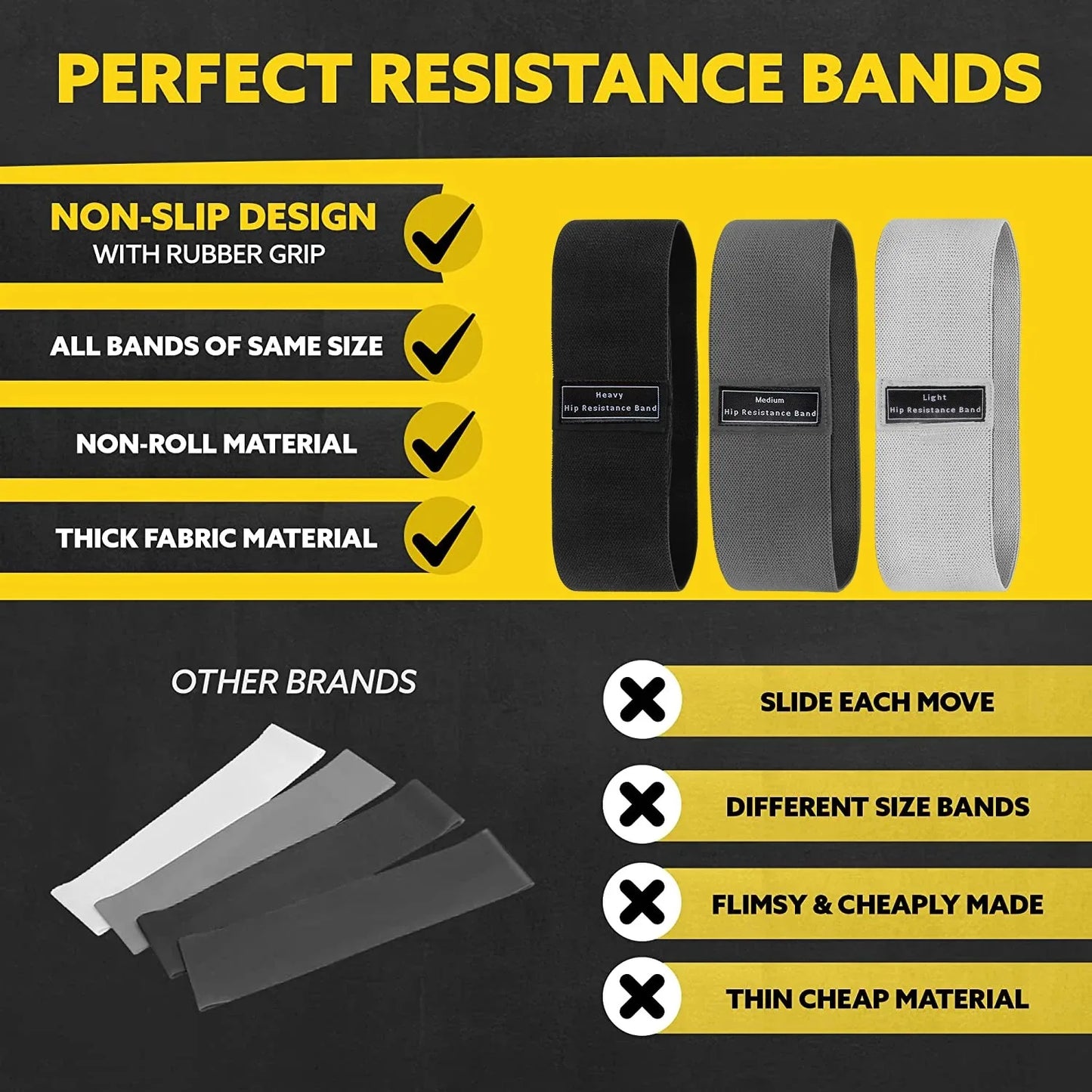 GlowFit Fabric Resistance Bands – Glute & Thigh Workout Bands for Squats, Yoga & Home Fitness (3 Levels)