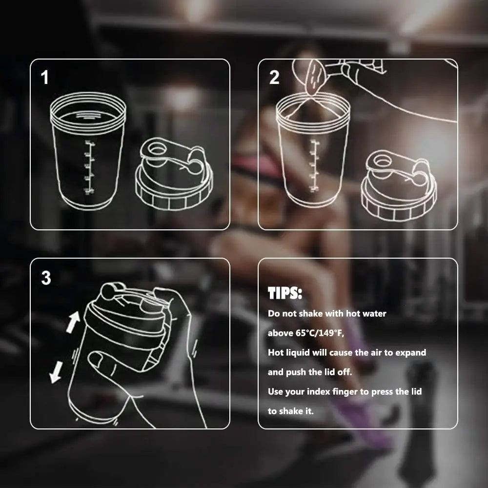3-in-1 Protein Shaker Bottle – Leakproof, Portable, Powder & Pill Storage for Fitness, Bodybuilding, Workout